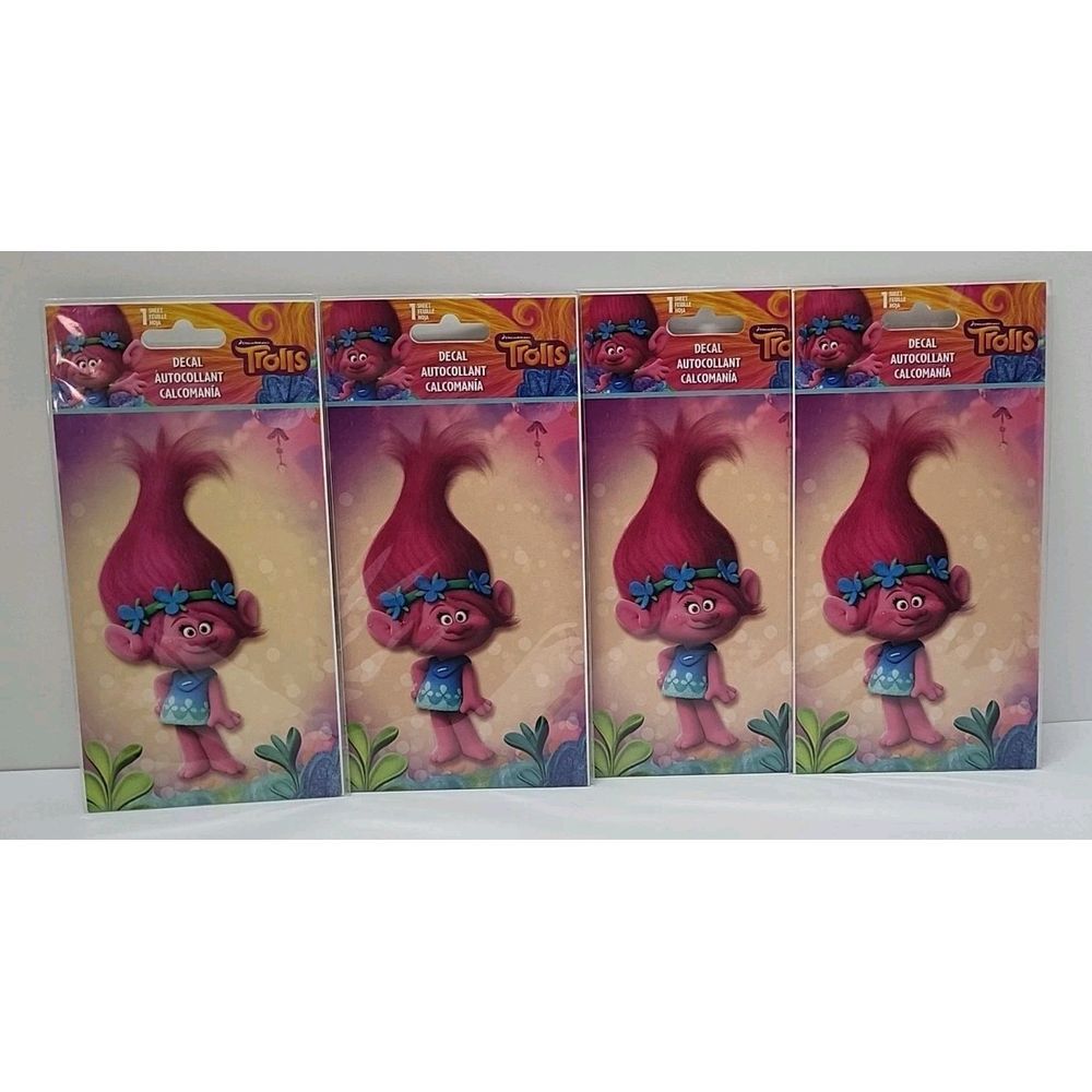 Sandylion DreamWorks Trolls Poppy Decal Sticker Lot of 4 DC7044 Pink Poppy